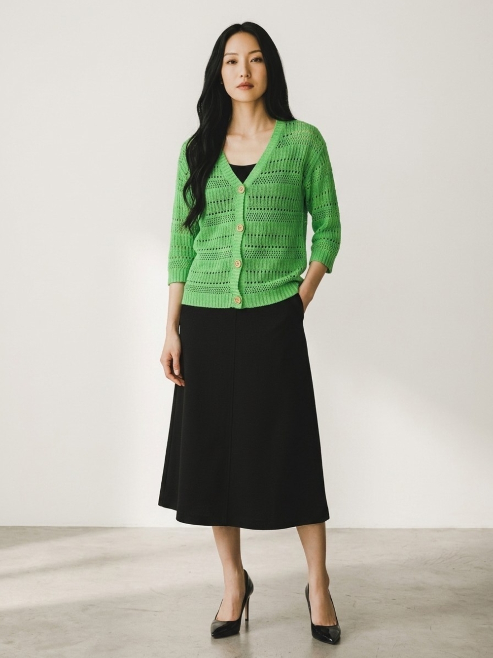 POL Cardigan Top Kelly Green Womens Small NWOT - Picture 4 of 10